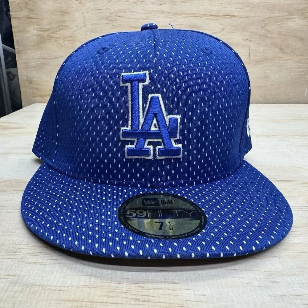 NEW Los Angeles Dodgers New Era 59Fifty Mesh Fitted Cap Hat Blue sz 7 1/8